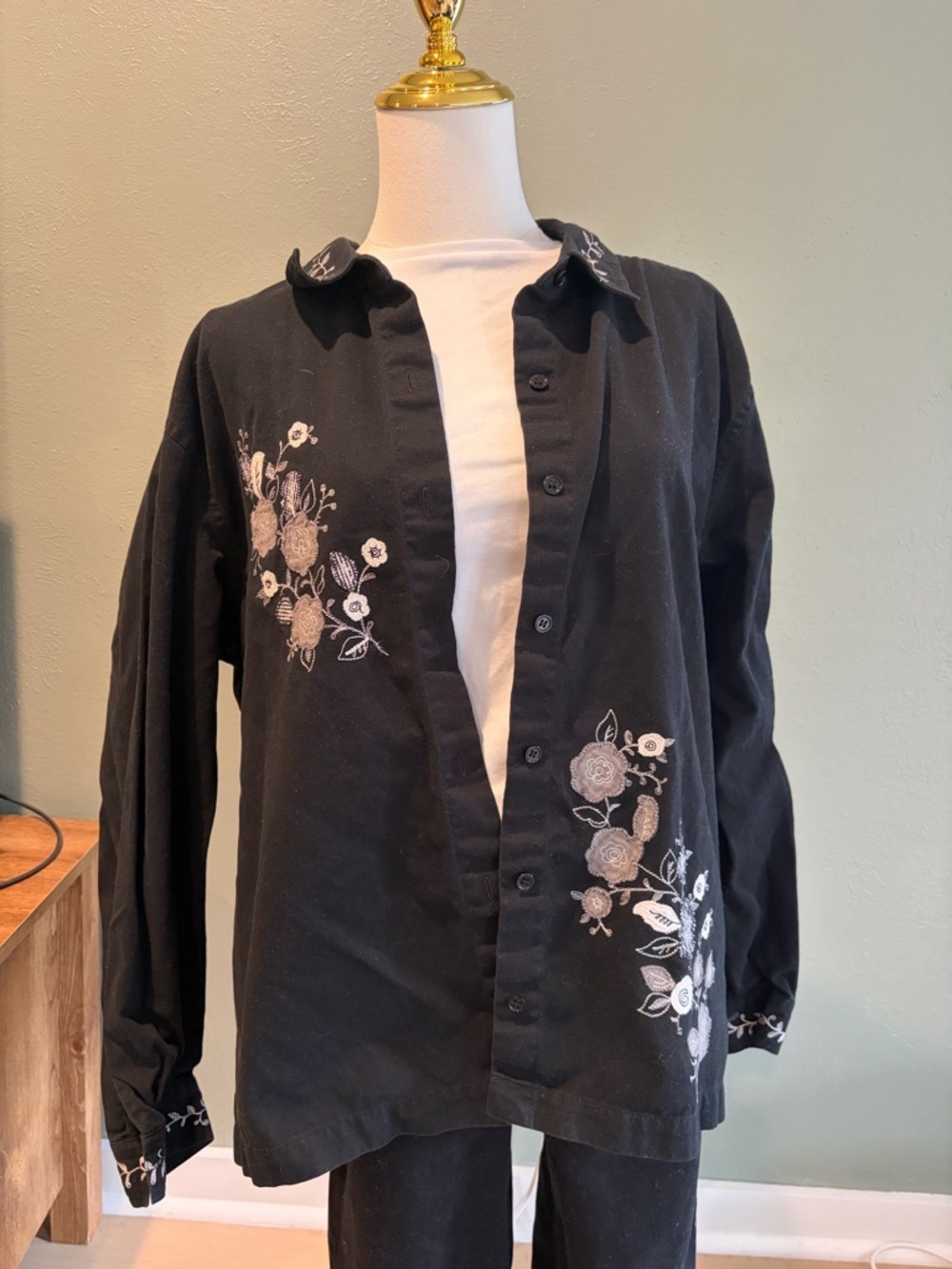 Vintage Bechamel Black Cotton Button-Up Shirt